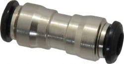 Alpha Technologies - 6mm Outside Diam, Nickel Plated Brass Push-to-Connect Tube Union - 250 Max psi, Tube to Tube Connection, Buna O-Ring - USA Tool & Supply