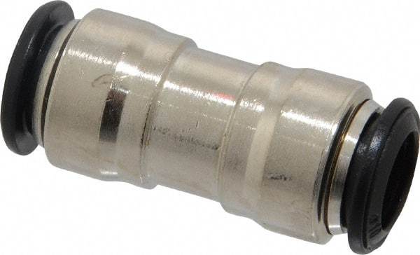 Alpha Technologies - 10mm Outside Diam, Nickel Plated Brass Push-to-Connect Tube Union - 250 Max psi, Tube to Tube Connection, Buna O-Ring - USA Tool & Supply