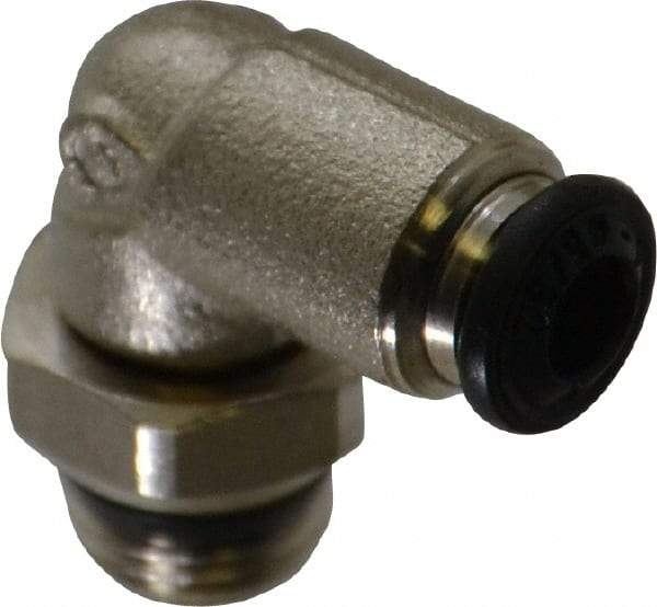Alpha Technologies - 4mm Outside Diam, 1/8 Universal, Nickel Plated Brass Push-to-Connect Tube Male Swivel Elbow - 250 Max psi, Tube to Universal Thread Connection, Buna O-Ring - USA Tool & Supply