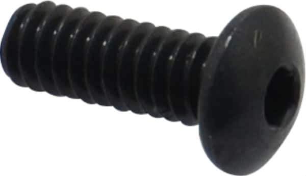 Camcar - #2-56 UNC Hex Socket Drive, Button Screw - Alloy Steel, Black Oxide Finish, Fully Threaded, 1/4" Length Under Head - USA Tool & Supply