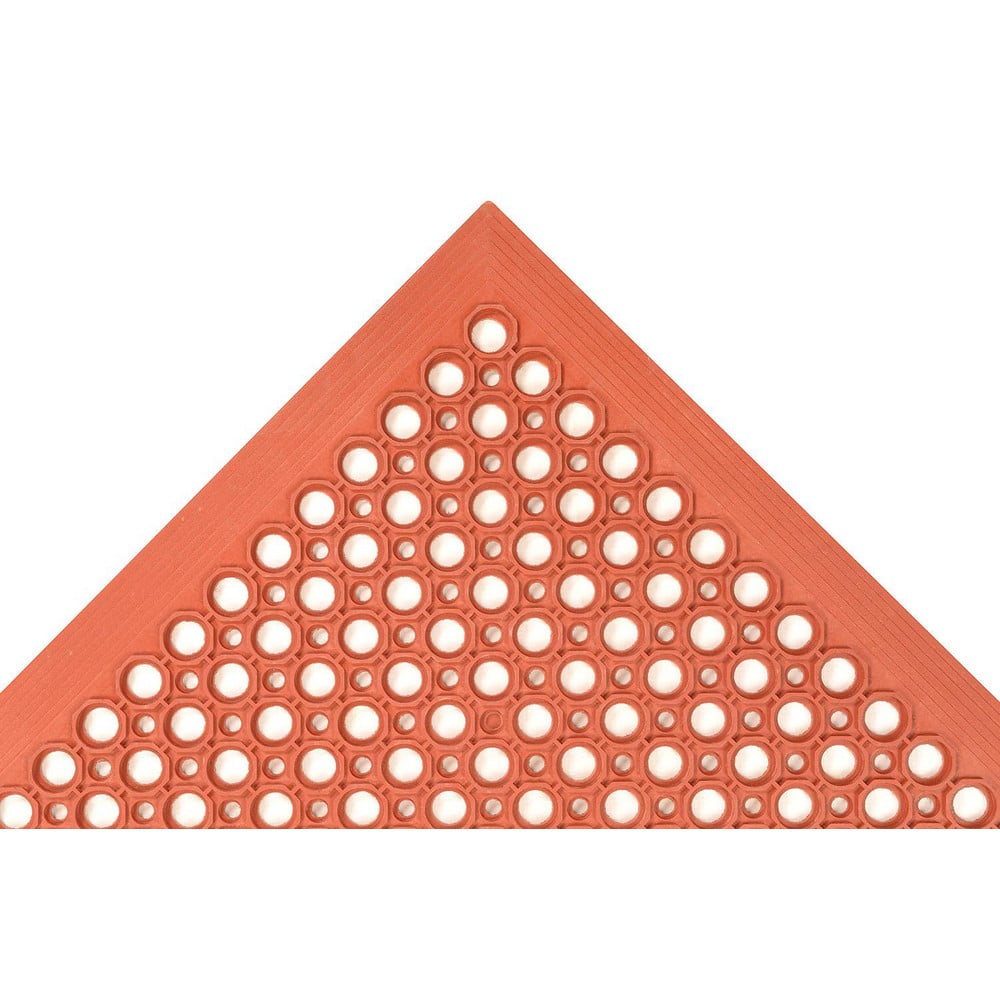 Anti-Fatigue Mat: 240.0000″ Length, 36.0000″ Wide, 1/2″ Thick, Nitrile Rubber, Beveled Edge, Medium Duty Large Drainage Holes, Red, Wet/Dry and Greasy Areas