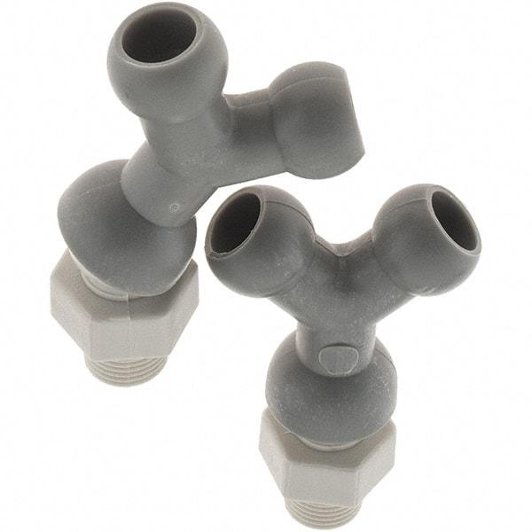 Cedarberg - 1/4" Hose Inside Diam, NPT Thread, Coolant Hose Y-Fitting - 1/8" Thread, Male to Male, for Use with Snap Together Hose System, 2 Pieces - USA Tool & Supply