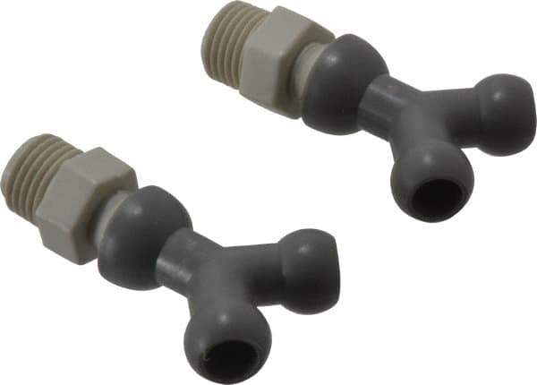 Cedarberg - 1/4" Hose Inside Diam, NPT Thread, Coolant Hose Y-Fitting - 1/4" Thread, Male to Male, for Use with Snap Together Hose System, 2 Pieces - USA Tool & Supply