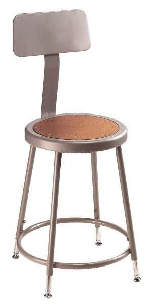 NPS - 18 to 26 Inch High, Stationary Adjustable Height Stool - Hardboard Seat, Gray and Brown - USA Tool & Supply