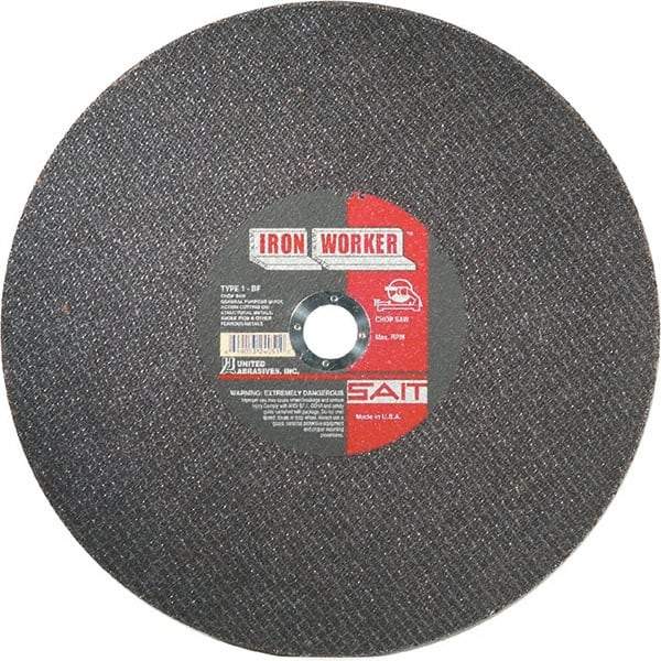 Sait - 16" Aluminum Oxide Cutoff Wheel - 3/32" Thick, 1" Arbor, 3,700 Max RPM, Use with Chop Saws - USA Tool & Supply