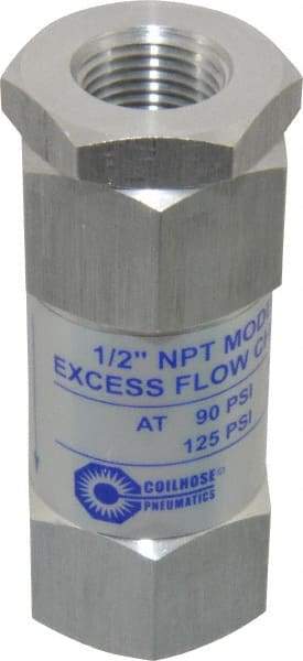 Coilhose Pneumatics - 1/2" Aluminum Check Valve - Inline, FPT x FPT - USA Tool & Supply