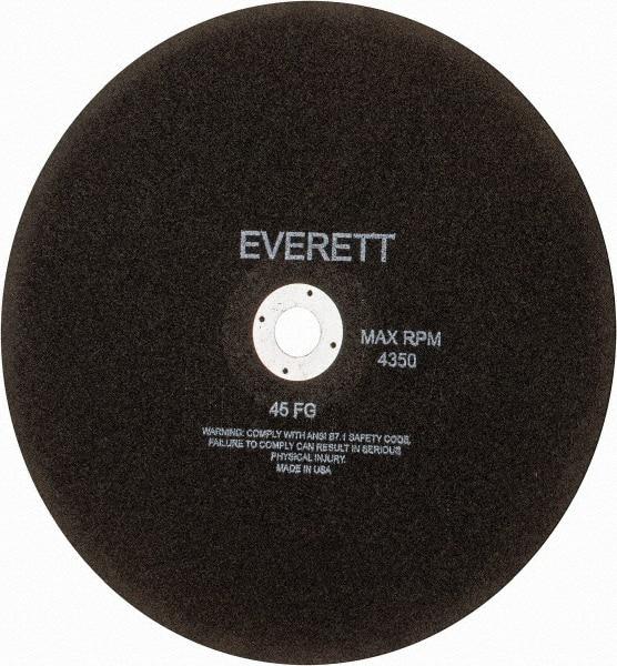 Everett - 14" Aluminum Oxide Cutoff Wheel - 1/8" Thick, 1" Arbor, Use with Gas Powered Saws - USA Tool & Supply