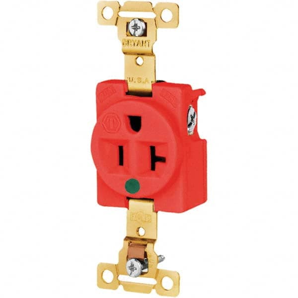 Bryant Electric - Straight Blade Receptacles Receptacle Type: Single Receptacle Grade: Hospital - USA Tool & Supply