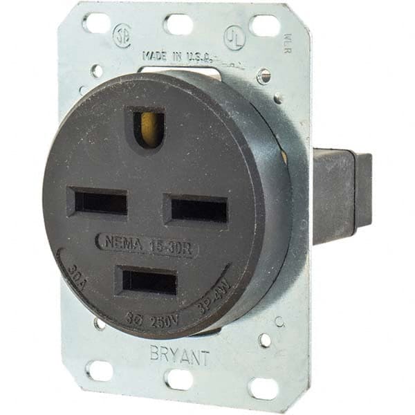 Bryant Electric - Straight Blade Receptacles Receptacle Type: Single Receptacle Grade: Industrial - USA Tool & Supply