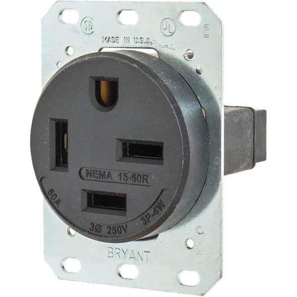 Bryant Electric - Straight Blade Receptacles Receptacle Type: Single Receptacle Grade: Industrial - USA Tool & Supply