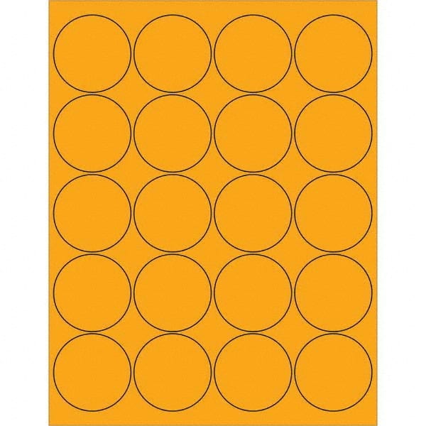 Tape Logic - Pack of (20), 100 Sheet 2" x 2" Fluorescent Orange Permanent Acrylic Laser Labels - USA Tool & Supply