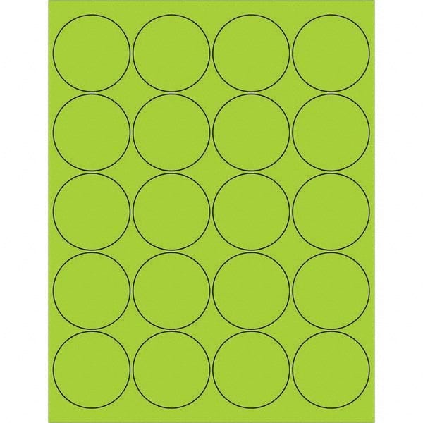 Tape Logic - Pack of (20), 100 Sheet 2" x 2" Fluorescent Green Permanent Acrylic Laser Labels - USA Tool & Supply