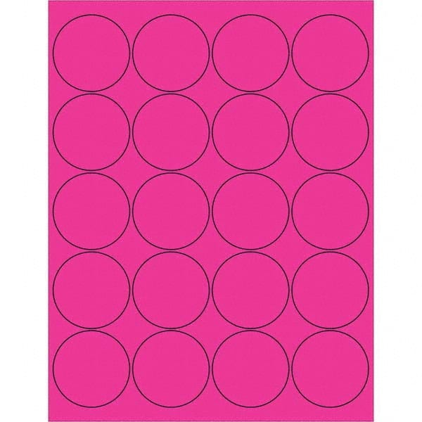 Tape Logic - Pack of (20), 100 Sheet 2" x 2" Fluorescent Pink Permanent Acrylic Laser Labels - USA Tool & Supply