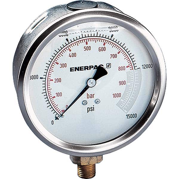 Enerpac - Hydraulic Pressure Gages & Adapters Type: Glycerine Filled Pressure Rating: 15000 - USA Tool & Supply