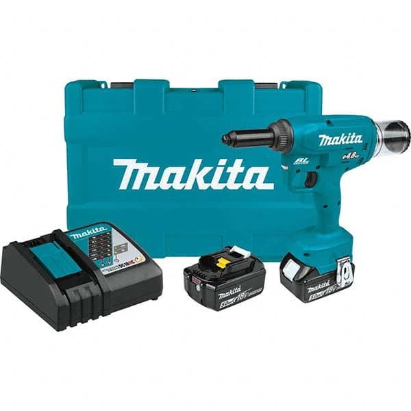 Makita - Cordless Riveters Fastener Type: Cordless Electric Riveter Closed End Rivet Capacity: All up to 3/16 - USA Tool & Supply