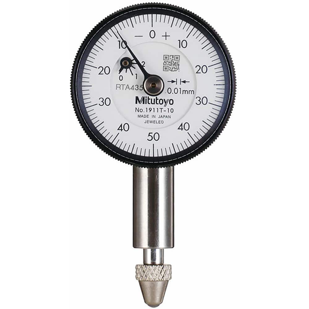 Dial Drop Indicators; Accuracy (Decimal Inch): ™.0005; Back Type: Flat; Indicator Style: Plunger; Bearing Type: Jeweled; Dial Graduation (Decimal Inch): 0.000500; Dial Reading: 0-10-0; Measuring Force (N): 0.3 to 1.8; Base Mount Type: Clamp-on; Dial Diam