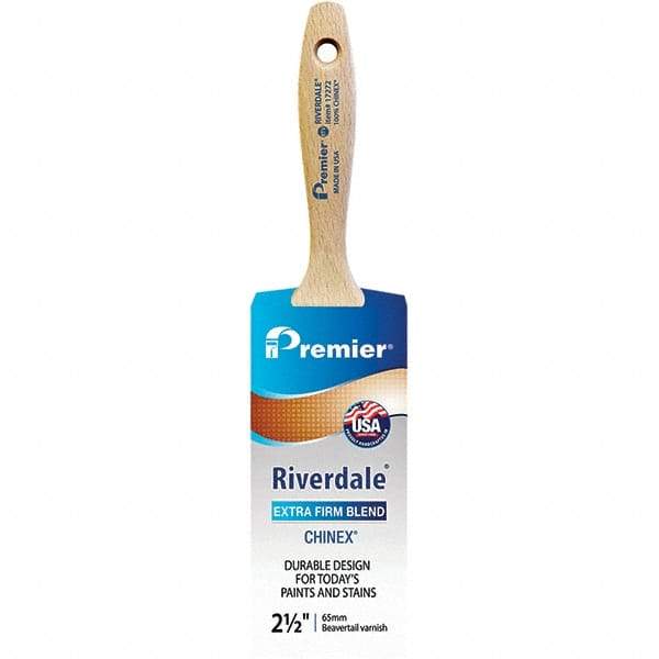 Premier Paint Roller - 2-1/2" Tapered Nylon Varnish Brush - 2-15/16" Bristle Length, 5-1/2" Wood Beavertail Handle - USA Tool & Supply