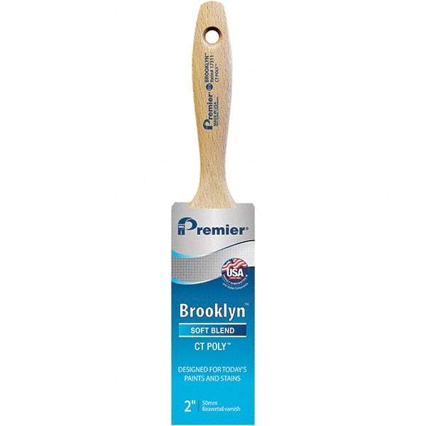 Premier Paint Roller - 2" Tapered Polyester Varnish Brush - 2-11/16" Bristle Length, 5-1/4" Wood Beavertail Handle - USA Tool & Supply
