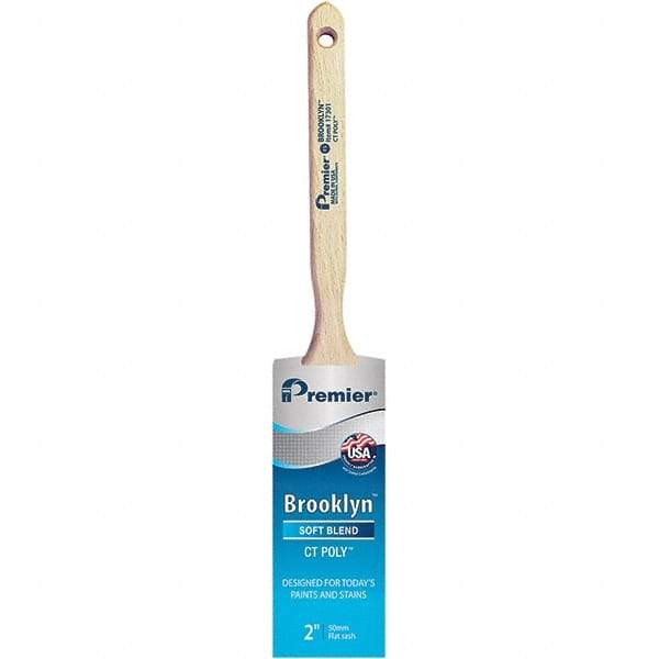Premier Paint Roller - 2" Tapered Polyester Sash Brush - 2-11/16" Bristle Length, 7" Wood Sash Handle - USA Tool & Supply