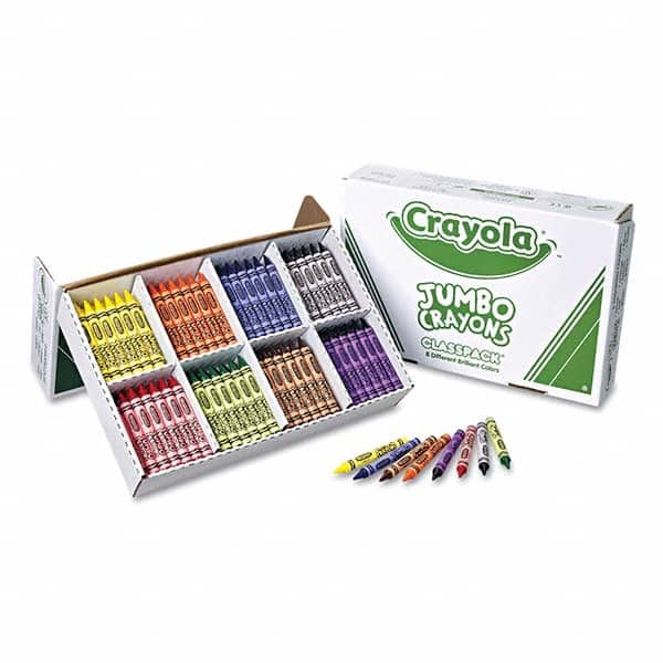 Crayola - Markers & Paintsticks Type: All Purpose Wax Crayon Color: Black; Blue; Brown; Green; Orange; Red; Violet; Yellow - USA Tool & Supply