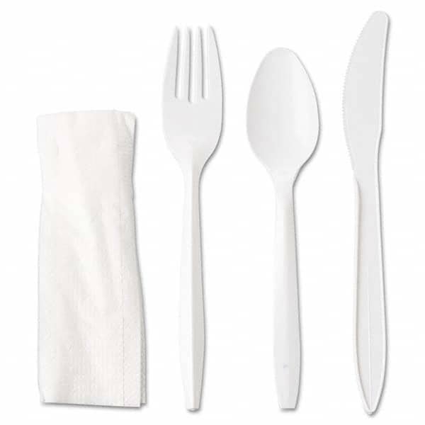GEN - Wrapped Cutlery Kit, Fork/Knife/Spoon/Napkin, White, 250/Carton - USA Tool & Supply