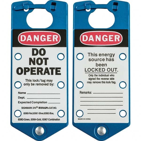 Brady - 1 5-Piece Single Jaw 1.429" Jaw Diam 6 Padlock Aluminum Lockout Hasp - USA Tool & Supply