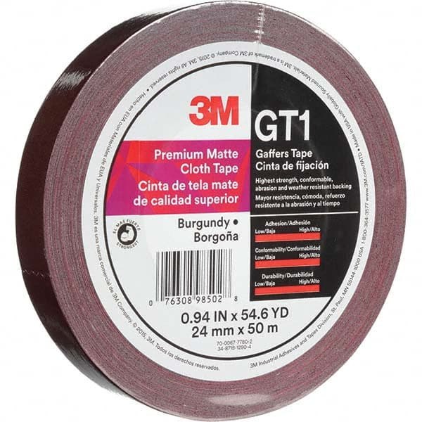 3M - 50m x 24mm x 11 mil Burgundy Cotton Cloth Gaffers Tape - USA Tool & Supply