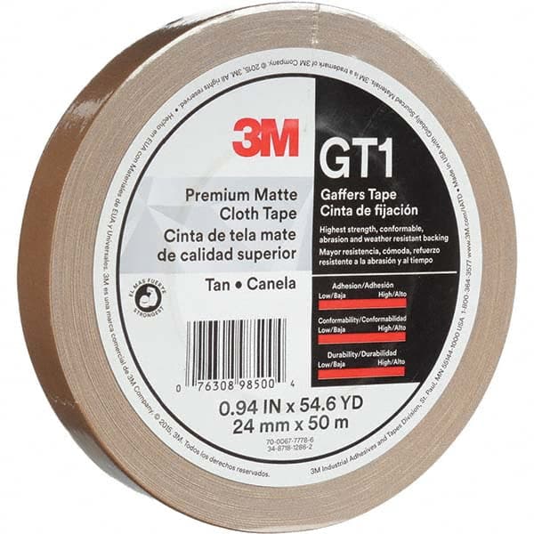 3M - 50m x 24mm x 11 mil Tan Cotton Cloth Gaffers Tape - USA Tool & Supply