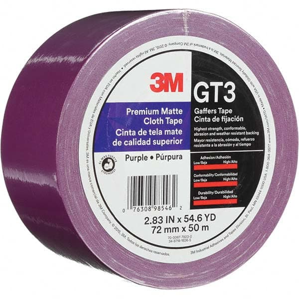 3M - 50m x 72mm x 11 mil Purple Cotton Cloth Gaffers Tape - USA Tool & Supply