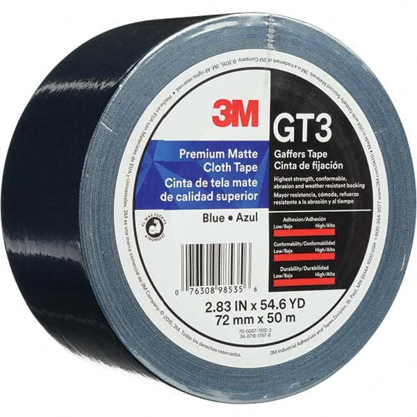 3M - 50m x 72mm x 11 mil Blue Cotton Cloth Gaffers Tape - USA Tool & Supply