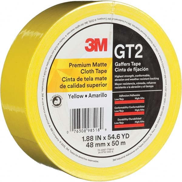 3M - 50m x 48mm x 11 mil Yellow Cotton Cloth Gaffers Tape - USA Tool & Supply