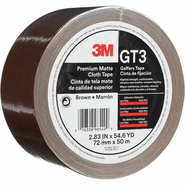 3M - 50m x 72mm x 11 mil Brown Cotton Cloth Gaffers Tape - USA Tool & Supply