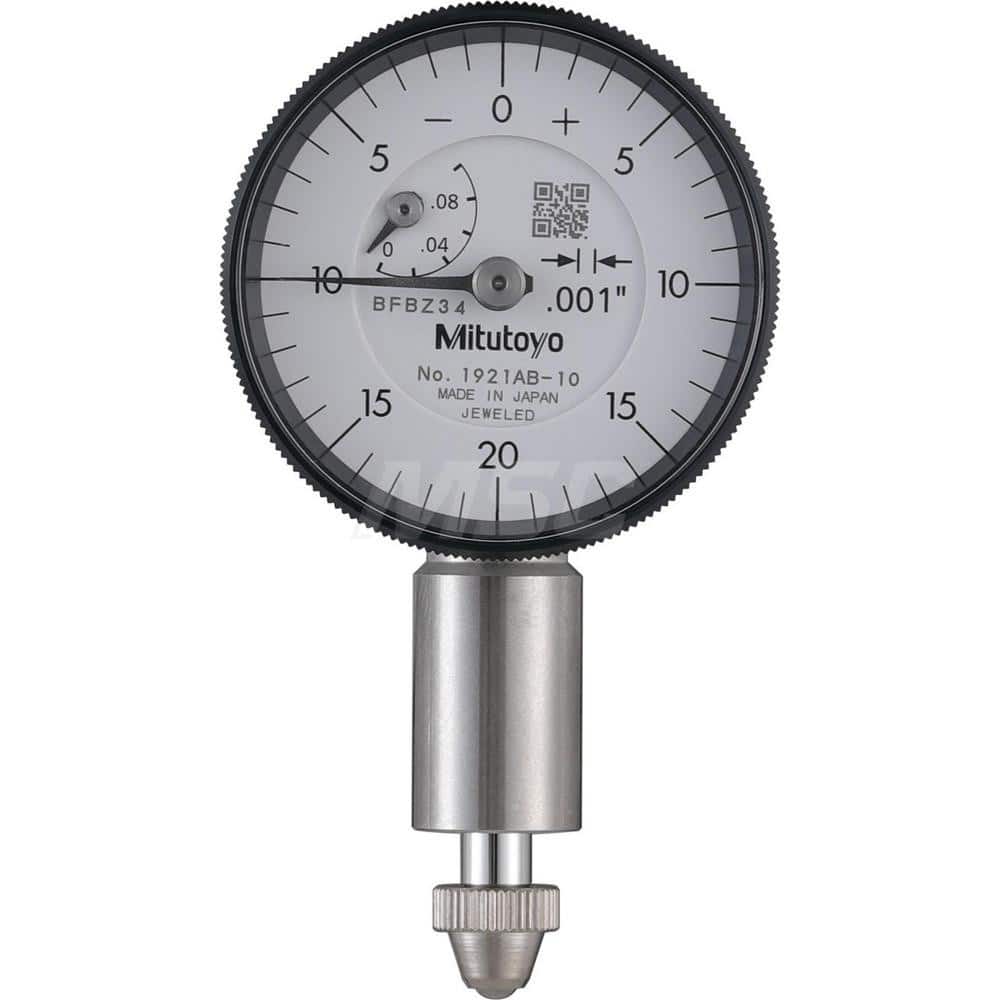 Dial Drop Indicator: 0 to 0.1″ Range, 0-20-0 Dial Reading, 0.001″ Graduation 0.04″ per Revolution, Flat Back, ±0.001″ Accuracy
