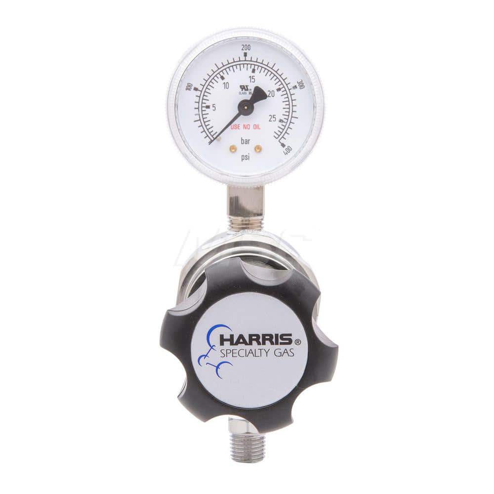High-Purity Chrome-Plated Brass Nitrogen, Helium, Argon, Carbon Dioxide, Hydrogen and Oxygen Regulator 0-250 PSIG Ultra high purity line regulator, 250 PSI, 1/4″ NPT ports with gauge and relief valve