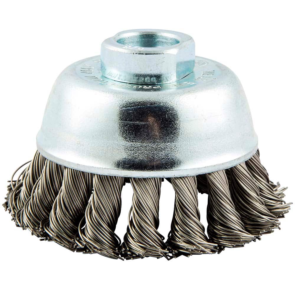 Norton - 3" Diam 5/8-11 Threaded Arbor Stainless Steel Fill Cup Brush - USA Tool & Supply