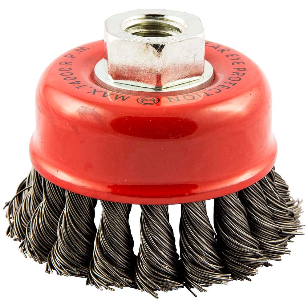 Norton - 2-3/4" Diam 5/8-11 Threaded Arbor Carbon Steel Fill Cup Brush - USA Tool & Supply