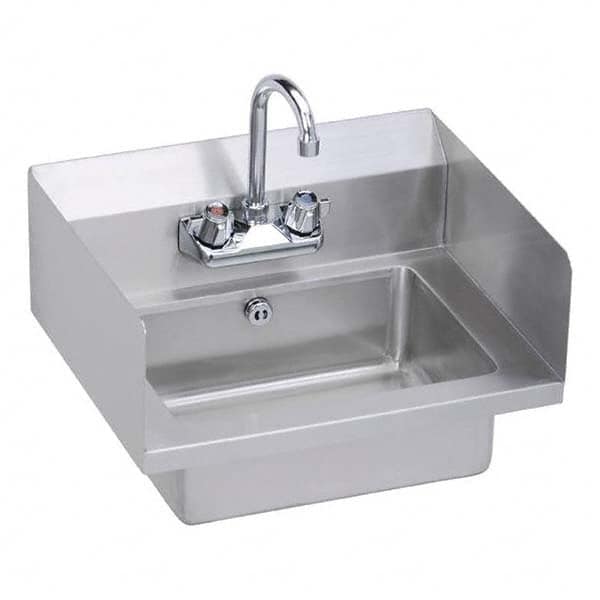 ELKAY - Stainless Steel Sinks Type: Hand Sink Wall Mount w/Manual Faucet Outside Length: 18 (Inch) - USA Tool & Supply