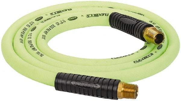 Legacy - 1/2" ID x 0.74" OD 8' Long Lead-In Whip Hose - FNPT x MNPT Swivel Ends, 300 Working psi, 140°, 1/2" Fitting, Green - USA Tool & Supply