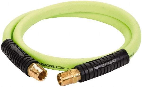 Legacy - 1/2" ID x 0.74" OD 4' Long Lead-In Whip Hose - FNPT x MNPT Swivel Ends, 300 Working psi, 140°, 1/2" Fitting, Green - USA Tool & Supply