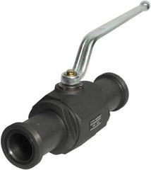 HYDAC - 1-1/2" Pipe, Full Port, Carbon Steel Full Port Ball Valve - Inline - Two Way Flow, SAE x SAE Ends, Offset Handle, 6,000 WOG - USA Tool & Supply