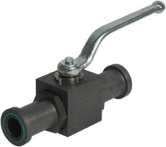 HYDAC - 1" Pipe, Full Port, Carbon Steel Full Port Ball Valve - Inline - Two Way Flow, SAE x SAE Ends, Offset Handle, 3,000 WOG - USA Tool & Supply