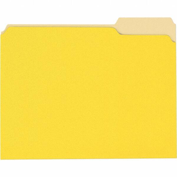 Universal One - 8-1/2 x 11", Letter Size, Yellow, File Folders with Top Tab - 11 Point Stock, 1/3 Tab Cut Location - USA Tool & Supply