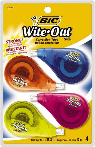 Bic - 1/6" x 400" Correction Tape Non-Refillable - USA Tool & Supply