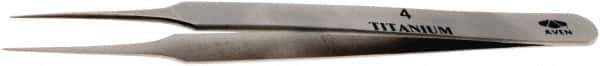 Aven - 4-1/4" OAL 4 Precision Tweezers - Tapered Shanks with Beveled Edges, Honed, Sharp Points - USA Tool & Supply