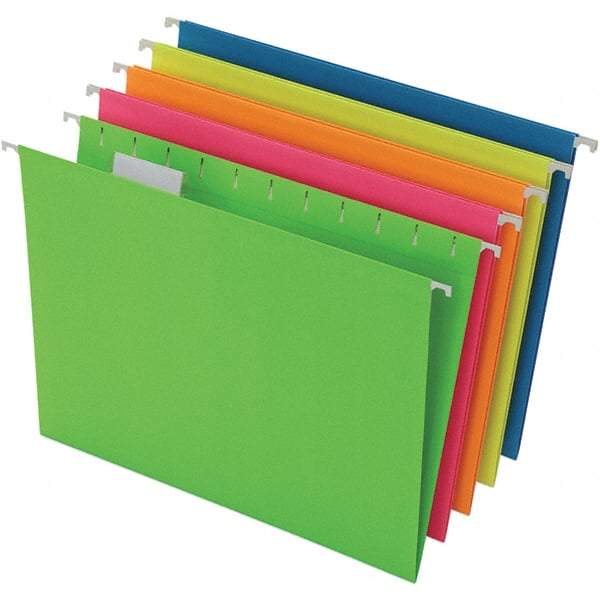 Pendaflex - 8-1/2 x 11", Letter Size, Assorted Colors, Hanging File Folder - 11 Point Stock, 1/5 Tab Cut Location - USA Tool & Supply