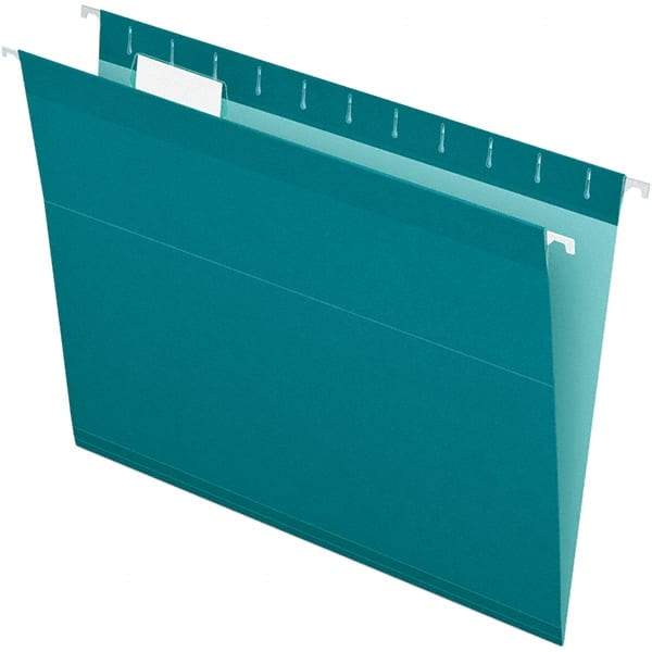 Pendaflex - 8-1/2 x 11", Letter Size, Teal, Hanging File Folder - 11 Point Stock, 1/5 Tab Cut Location - USA Tool & Supply
