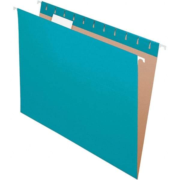 Pendaflex - 8-1/2 x 11", Letter Size, Teal, Hanging File Folder - 11 Point Stock, 1/5 Tab Cut Location - USA Tool & Supply