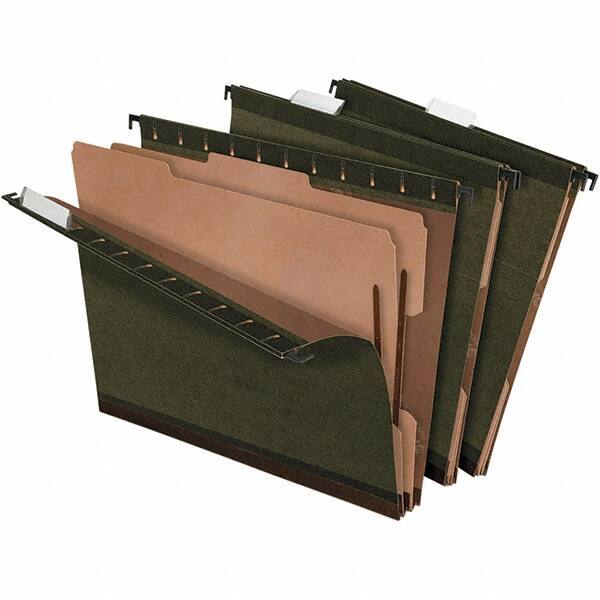 Pendaflex - 8-1/2 x 11", Letter Size, Standard Green, Hanging File Folder - 11 Point Stock, Assorted Tab Cut Location - USA Tool & Supply