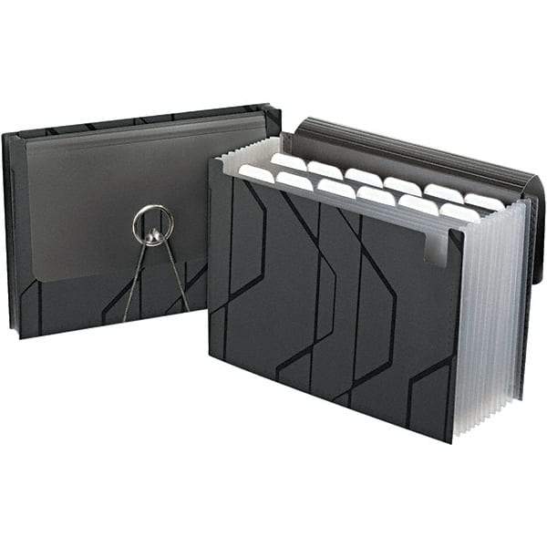 Pendaflex - 11-3/4 x 9-1/2", Letter Size, Black, Expandable File Folders with Elastic Cord Closure - 1/6 Tab Cut Location - USA Tool & Supply