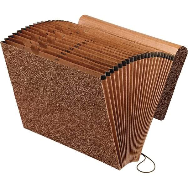 Pendaflex - 12 x 10", Letter Size, Redrope, Expandable File Folders with Elastic Cord Closure - Assorted Tab Cut Location - USA Tool & Supply